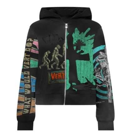 VERTABRAE - Black Montage Zip Up Hoodie