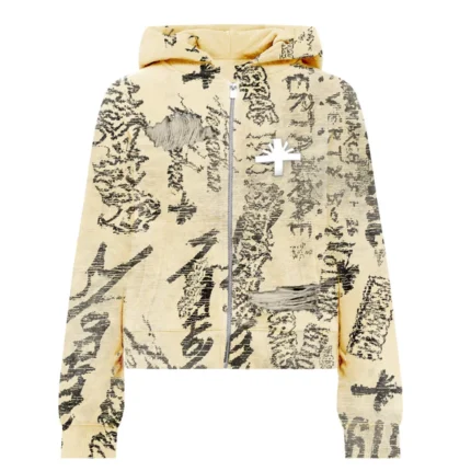 VERTABRAE - Ivory Graffiti Zip Up Hoodie